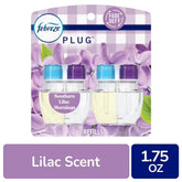 Pack of 2 Febreze Plug Odor-Fighting Air Freshener Oil Dual Refill Southern Lilac Mornings, 1.75 fl oz (Package May Vary)