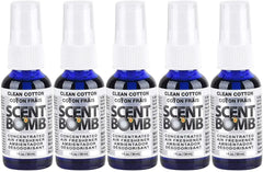 Scent Bomb Air Freshener Spray, 100 % Oil Based Concentrated Air Freshener, Air Freshener Spray for Car, Room, Bathroom and Odor Eliminator, Clean Cotton, 5 Pack