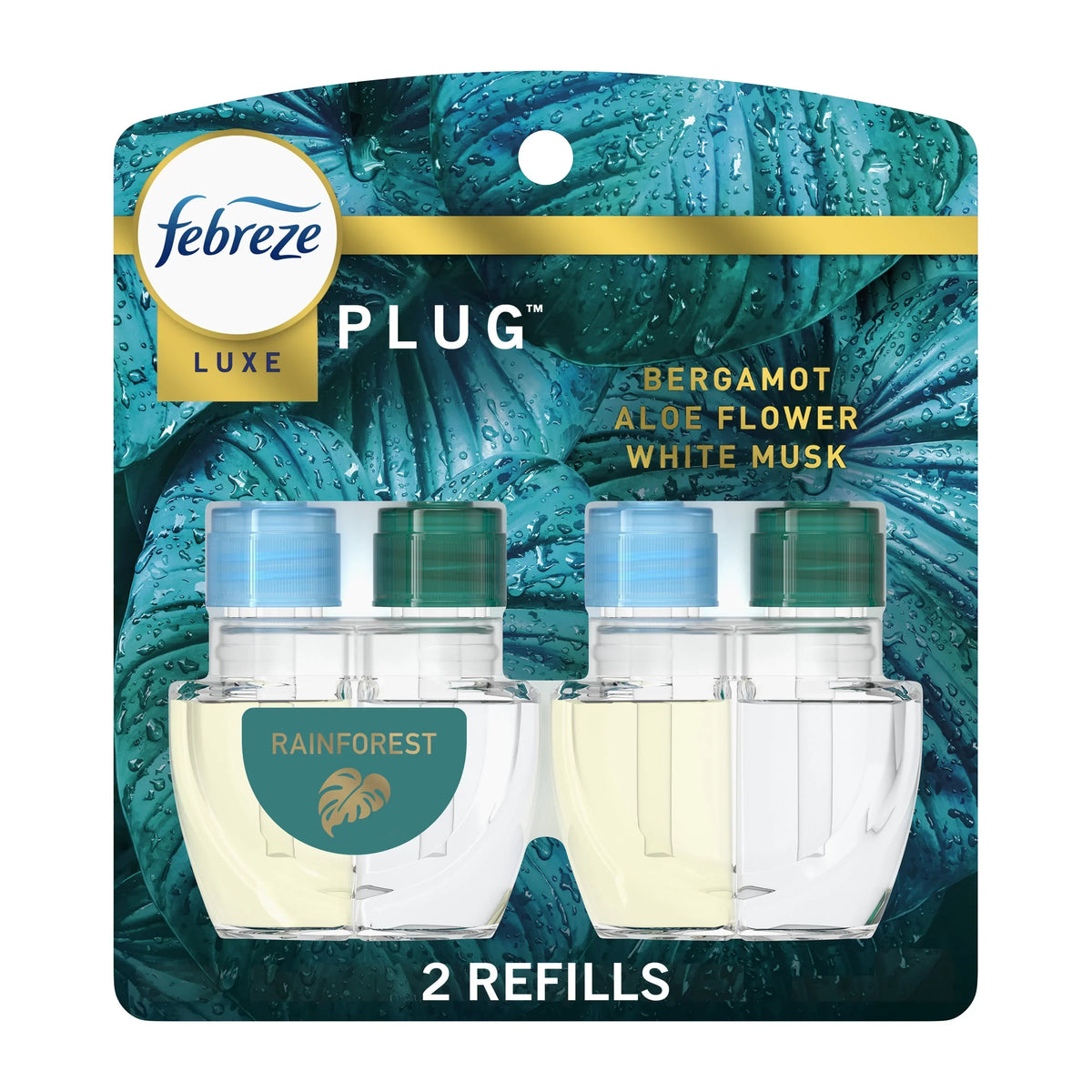 (6 pack) Febreze Plug In Air Freshener, Odor-Fighting Scented Oil Refill, Rainforest, 2 Refills