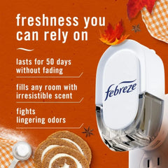 2X - Febreze Odor-Fighting Fade Defy PLUG Air Freshener Pumpkin Roll Oil Refill
