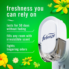 Febreze Plug-In Air Freshener, Odor-Fighting Scented Oil Starter Kit, Air Fresheners for Home, Bathroom and Kitchen, Long Lasting, Gain Original Scent, Warmer + 4 Refill, Multicolor