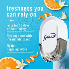 Febreze Plug In Air Freshener Odor-Fighting Scented Oil Refill Refresh & Energize 2 ct - 5 Pack