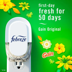 Febreze Plug-In Air Freshener, Odor-Fighting Scented Oil Starter Kit, Air Fresheners for Home, Bathroom and Kitchen, Long Lasting, Gain Original Scent, Warmer + 4 Refill, Multicolor
