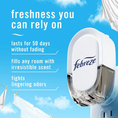 Febreze Plug In Air Freshener, Odor-Fighting Scented Oil Refill, Linen & Sky, (2 Pack of 4 Refills)