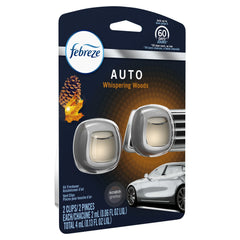 Febreze Car Odor-Eliminating Air Freshener, Whispering Woods, 2 ct