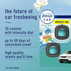 Febreze Car Air Freshener Vent Clip Gain Honey Berry Hula Scent, .06 oz. Car Vent Clip, 2 Count