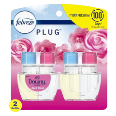 Febreze Plug In Air Freshener, Odor-Fighting Oil Refill, Downy April Fresh, 2 Refills