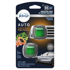 Febreze AUTO Air Freshener Vent Clip Tropical Breeze Scent, .06 oz Car Vent Clip, Pack of 2