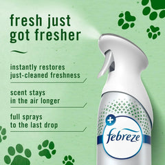 Febreze Air Mist, Air Freshener Spray, Odor Fighting Room Spray, Deodorizer for Home Bathroom Kitchen Apartment, Pet Odor Fighter Fresh Scent, 8.1oz (Pack of 3)