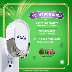 Febreze Plug In Air Freshener, "Wicked: For Good" Limited Edition, Odor-Fighting Scented Oil Refill, Wonderfullest Woods, 2 Count