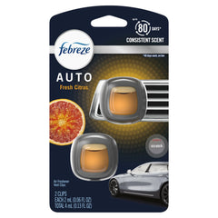 Febreze AUTO Air Freshener Vent Clip Fresh Citrus Scent, .06 oz Car Vent Clip, Pack of 2