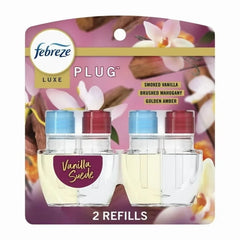 Febreze Plug In Air Freshener, Odor-Fighting Scented Oil Refill, Vanilla Suede Scent, 2 Refill