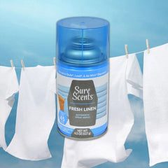 Sure Scents Fresh Linen Automatic Spray Refills, 4.5 oz. Air Freshener, Odor Eliminator and Neutralization for Home Kitchen Bathroom Office Living Room Long Lasting Scents Pack of 5
