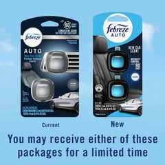 Febreze AUTO Car Air Freshener, Odor-Fighting Car Vent Clip, New Car, 2 Count - 4 pack
