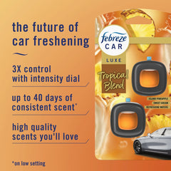 Febreze Car Air Freshener, Odor-Fighting Automotive Vent Clip, Tropical Blend Scent, 2 Count