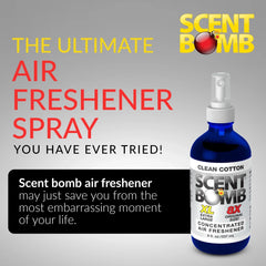 Scent Bomb Clean Cotton Air Freshener  8 oz Spray, Long-Lasting Odor Eliminator for Home & Car, Effective Deodorizer Spray for Kitchen, Bathroom, Fresh Room Spray & Smell Neutralizer