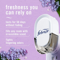 Pack of 2 Febreze Plug Odor-Fighting Air Freshener Oil Dual Refill Southern Lilac Mornings, 1.75 fl oz (Package May Vary)