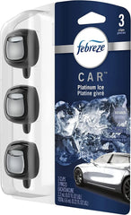 Febreze Car Air Fresheners, Platinum Ice Scent, Odor Eliminator for Strong Odor, Car Vent Clips 3 Pack (3 Count Each Package)