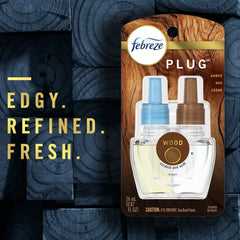 Febreze Origins Fade Defy PLUG Air Freshener & Odor Eliminator, Forest (2) .87 fl. oz. Oil Refills