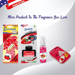 Exotica Car Air Freshener | Spill-proof Can | Organic | For Home & Auto | Long Lasting Freshness | (Pack of 12) (Strawberry)