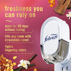 Febreze Plug In Air Freshener Odor-Fighting Scented Oil Refill Vanilla Suede Scent 2 ct - 5 Pack