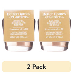 (2 pack) Better Homes & Gardens Aroma Accents Oil Refill 24 mL, Caramel Cheesecake Cookies