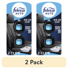 Febreze AUTO Car Air Freshener, Odor-Fighting Car Vent Clip, New Car, 2 Count