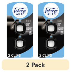 Febreze AUTO Car Air Freshener, Odor-Fighting Car Vent Clip, Noir, 2 Count
