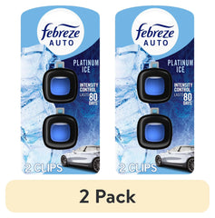 Febreze AUTO Car Air Freshener, Odor-Fighting Car Vent Clip, Platinum Ice, 2 Count