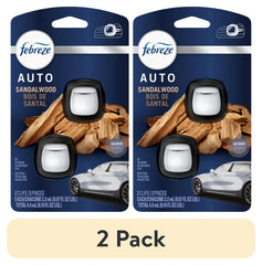 Febreze AUTO Car Air Freshener, Odor-Fighting Car Vent Clip, Sandalwood, 2 Count