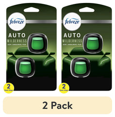 Febreze AUTO Car Air Freshener, Odor-Fighting Car Vent Clip, Wilderness, 2 Count