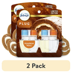 Febreze Plug In Air Freshener, Odor-Fighting Scented Oil Refill, Pumpkin Roll, 2 Refill
