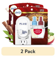 Febreze Plug Odor-Fighting Air Freshener Baked Cinnamon Apples, Starter Kit and 1 Refill, 0.87 fl oz