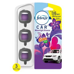 2X - Febreze Car Air Freshener Vent Clip - Gain Moonlight Breeze Scent - 0.20 fl oz/3pk