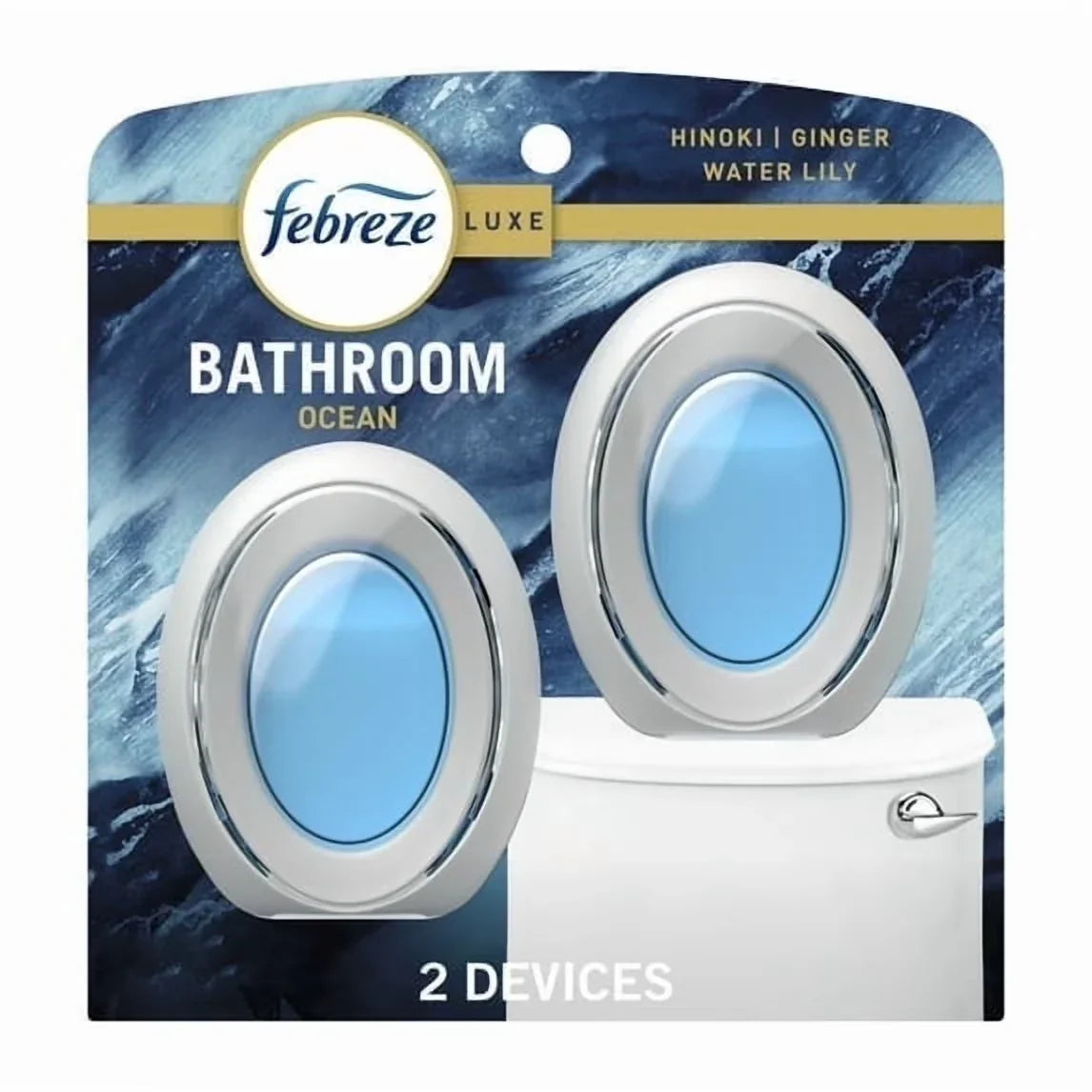 Febreze Bathroom Air Freshener, Small Spaces Odor-Fighting, Ocean, 2 Count - (2pack)