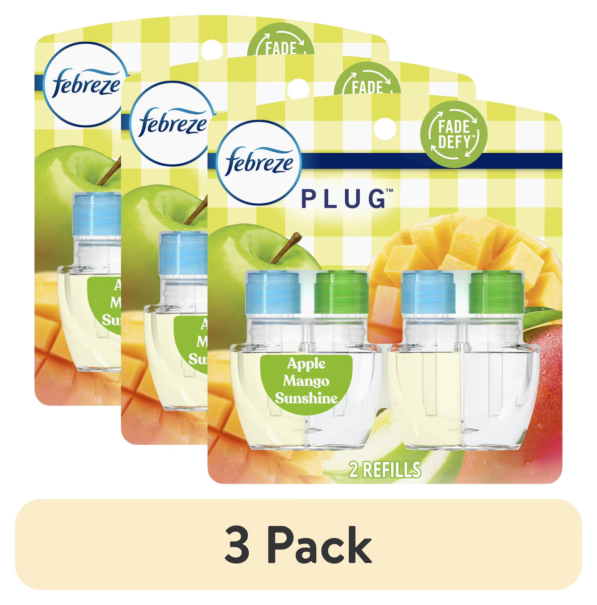 (3 pack) Febreze Air Freshener PLUG Refills, Apple Mango Sunrise, 1.75 fl oz