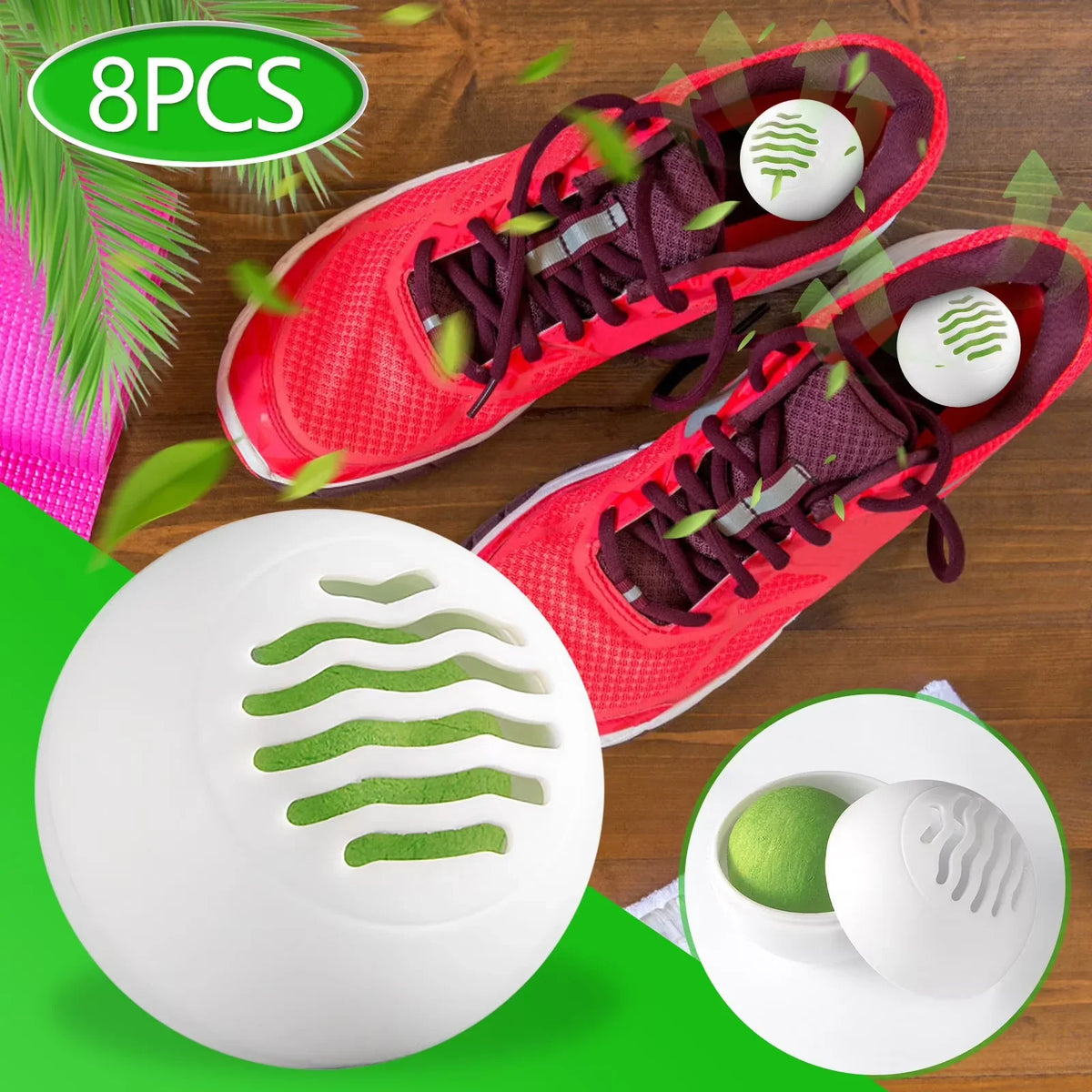 MORESEC under $5 Deodorizer Balls, Portable Shoe Deodorizer Balls, 8PCS Mini Odor Eliminator for Closet Cabinet, Natural Aromatherapy Air Freshener, Household Footwear Smell Removal