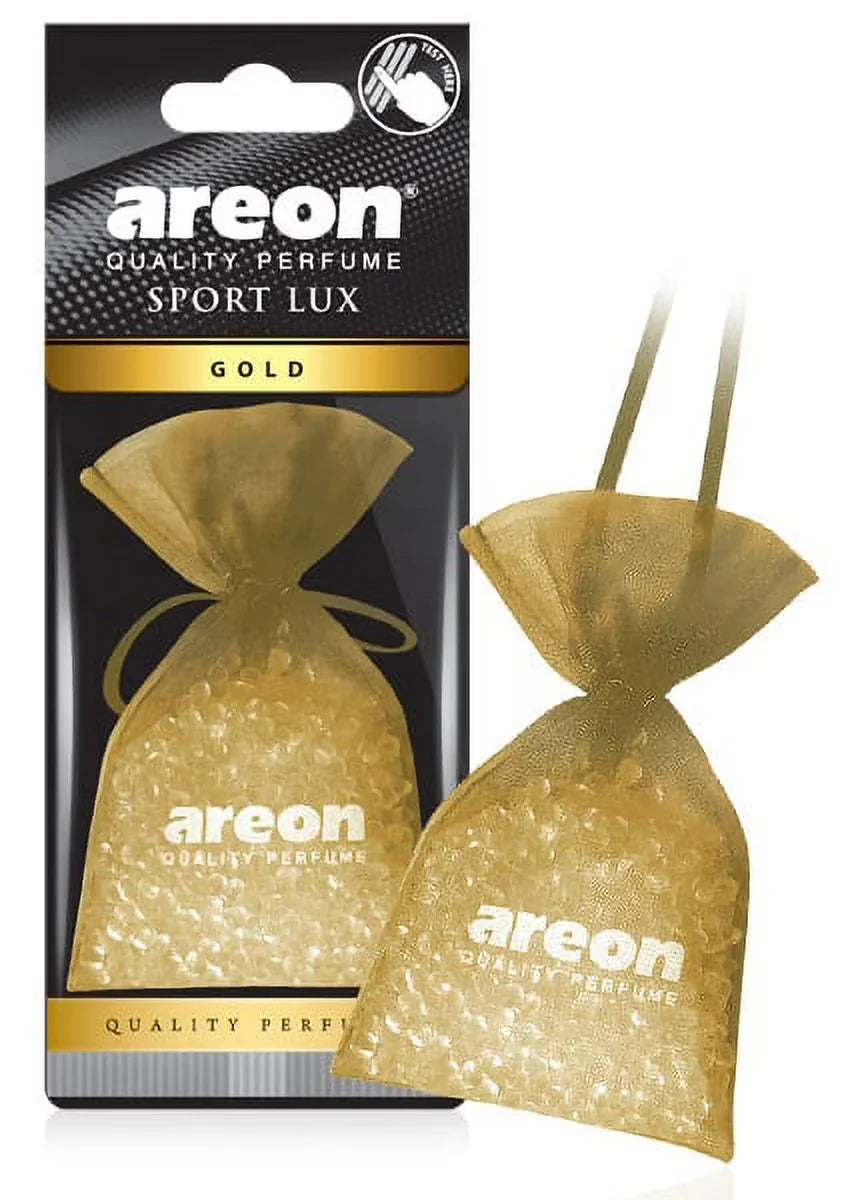 AREON Pearls I Car & Home Air Freshener I Quality Perfume I GOLD (Pack of 3)