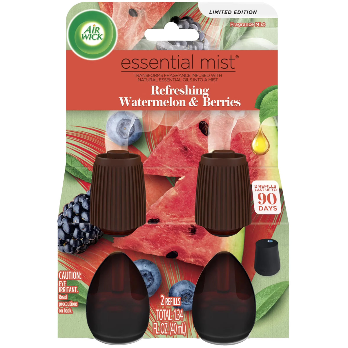 Air Wick Essential Mist Watermelon and Berries Scented Oil Diffuser Refills, 2 Count
