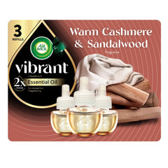 Air Wick Vibrant Plug-In Scented Oil Air Freshener Warmer Refills, Cashmere and Sandalwood, 3 Count