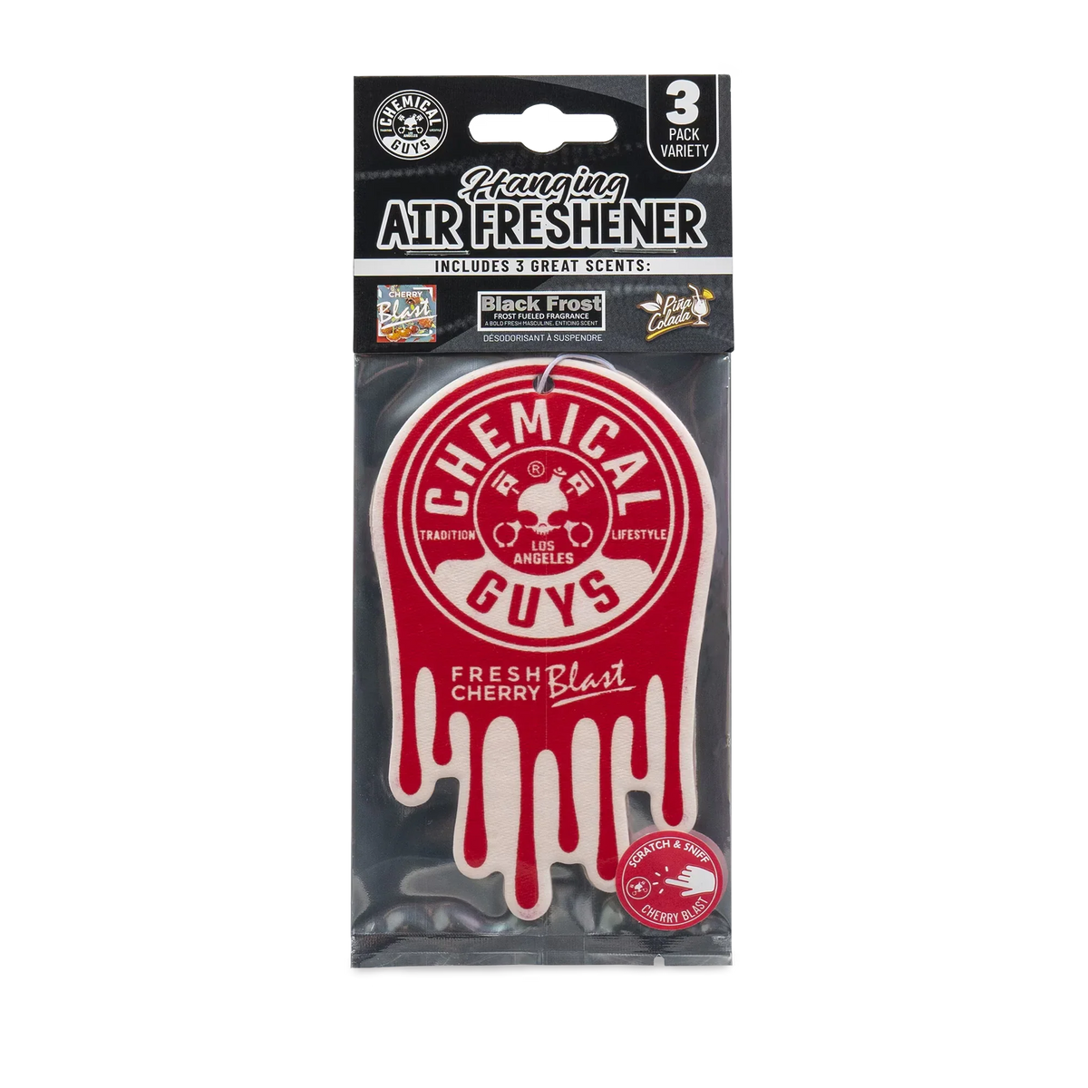 Chemical Guys Hanging Air Freshener 3-Pack Variety, Black Frost, Cherry Blast, Pina Colada