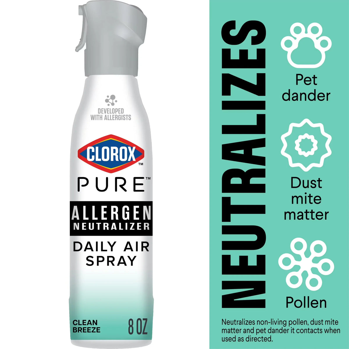 Clorox PURE Allergen Neutralizer Daily Air Spray, Clean Breeze, 8 Ounces