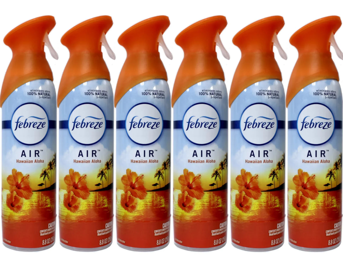 Febreze Air Freshener Spray - Spray - 8.5 fl oz (0.3 quart) - Hawaiian Aloha - 6 / Carton - Odor Neutralizer, VOC-free