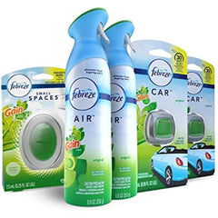Febreze Air Freshener Bundle, Gain Original (2 Air Effects, 2 Car Vent Clips, 1 Small Spaces Air Freshener Kit)