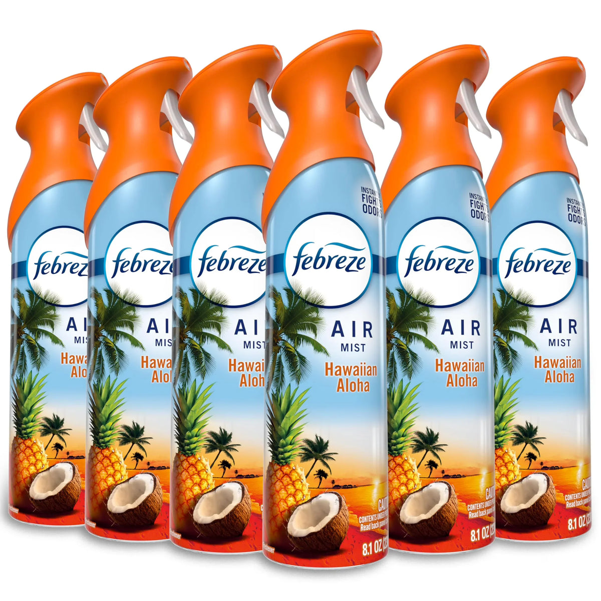 Febreze Air Mist, Air Freshener Spray, Odor Fighting Room Spray, Deodorizer for Home Bathroom Kitchen Office Apartment Dorm Room Classroom, Hawaiian Aloha, 8.1oz, 6ct