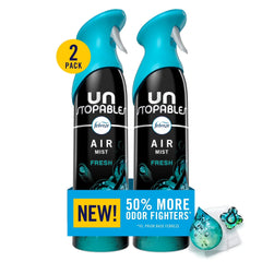 Febreze Air Mist Air Freshener Spray, Unstopables Fresh, 8.1oz, 2 Count