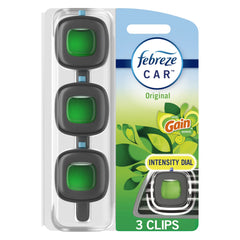 Febreze Car Air Freshener, Odor-Fighting Car Vent Clip, Gain Original, 3 Count