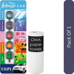 Febreze Car Air Freshener Vent Clips – Mixed Scent (5 ct.)-With Paper Towel By OMA