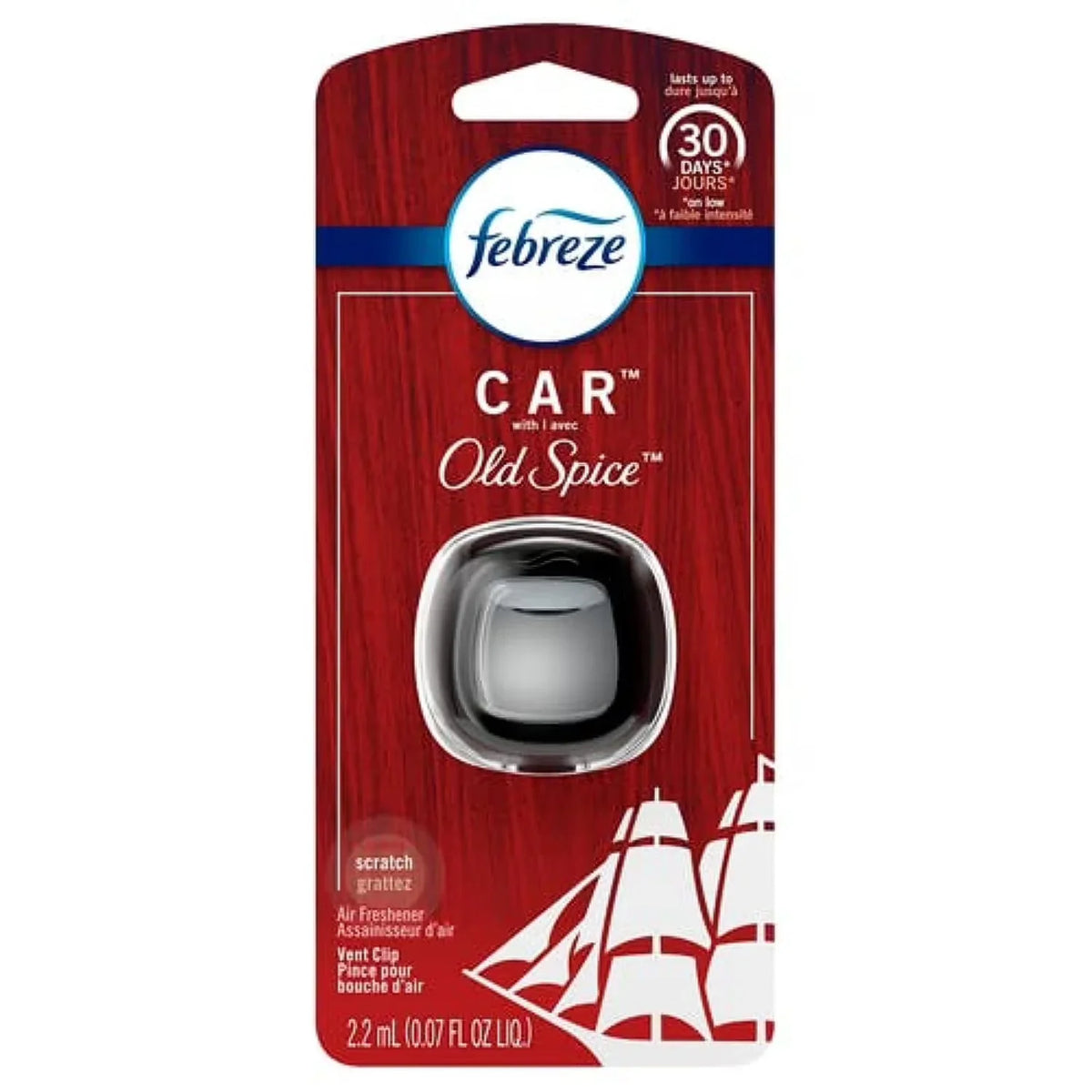 Febreze Car Odor-Eliminating Air Freshener Vent Clip, Original Old Spice Scent, 1 Count Packaging May Vary
