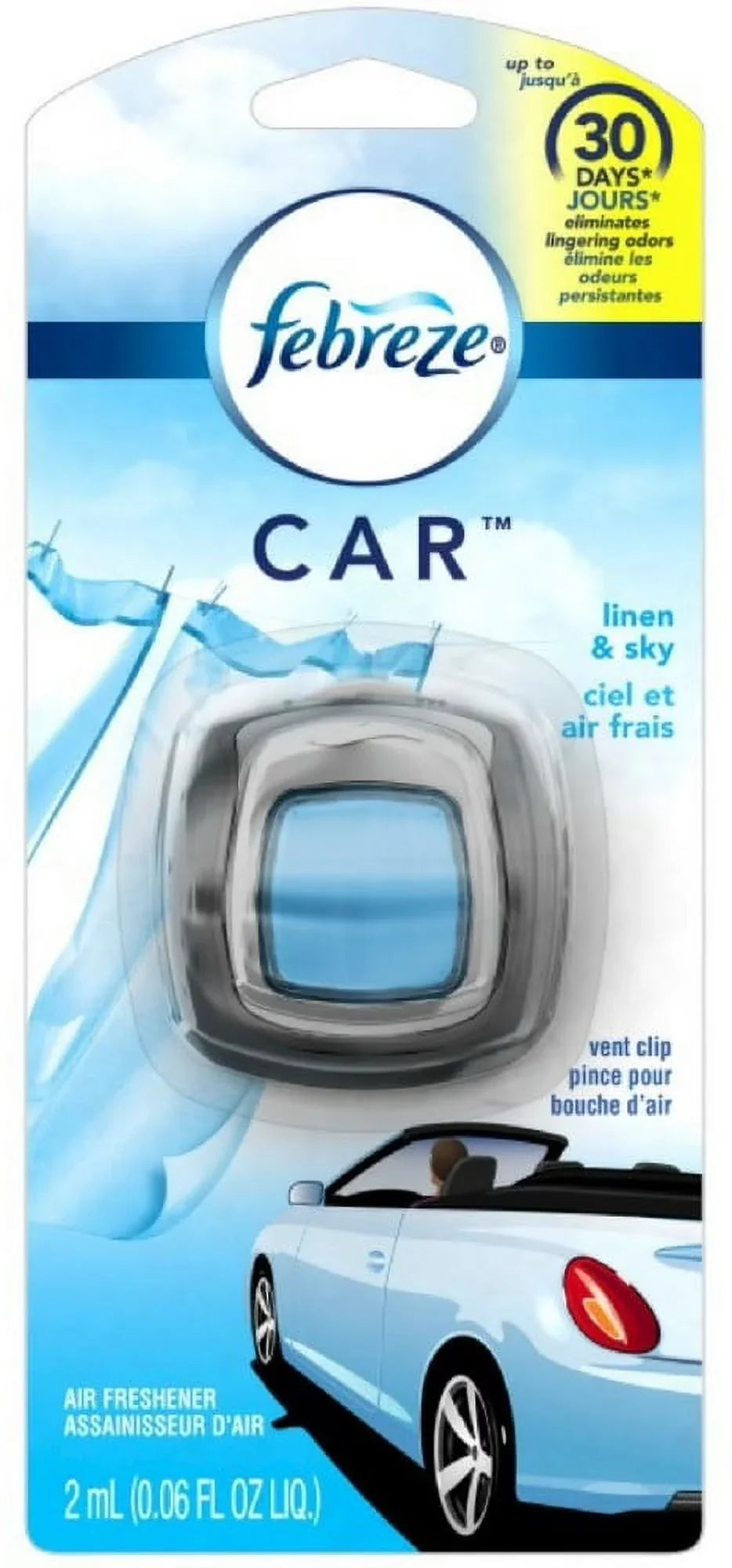 Febreze Car Vent Clip Air Freshener, Linen & Sky 1 ea (Pack of 4)